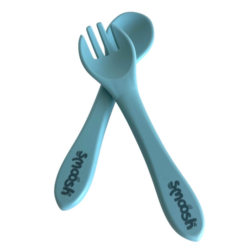 Smoosh Fork and Spoon Set - Teal