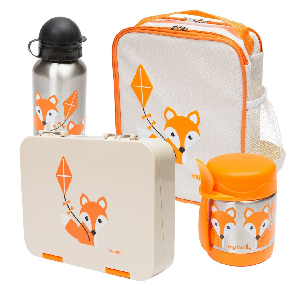 Foxy Lunch Bundle – Matching Bento, Cooler, Food Jar & Drink Bottle