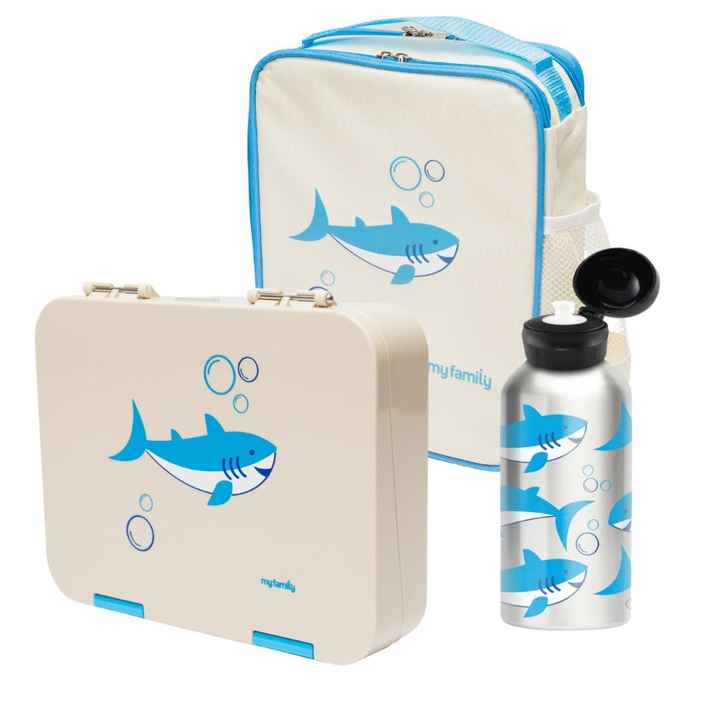 Shark Lunch Bundle – Matching Bento, Cooler & Drink Bottle