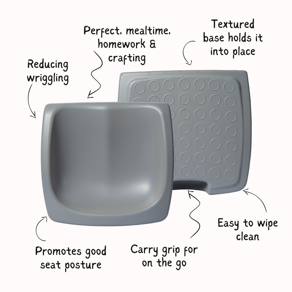 Grey Toosh Coosh Kids 'Big Kids' Booster Seat and Interactive Toddler Tray with Catcher Bundle