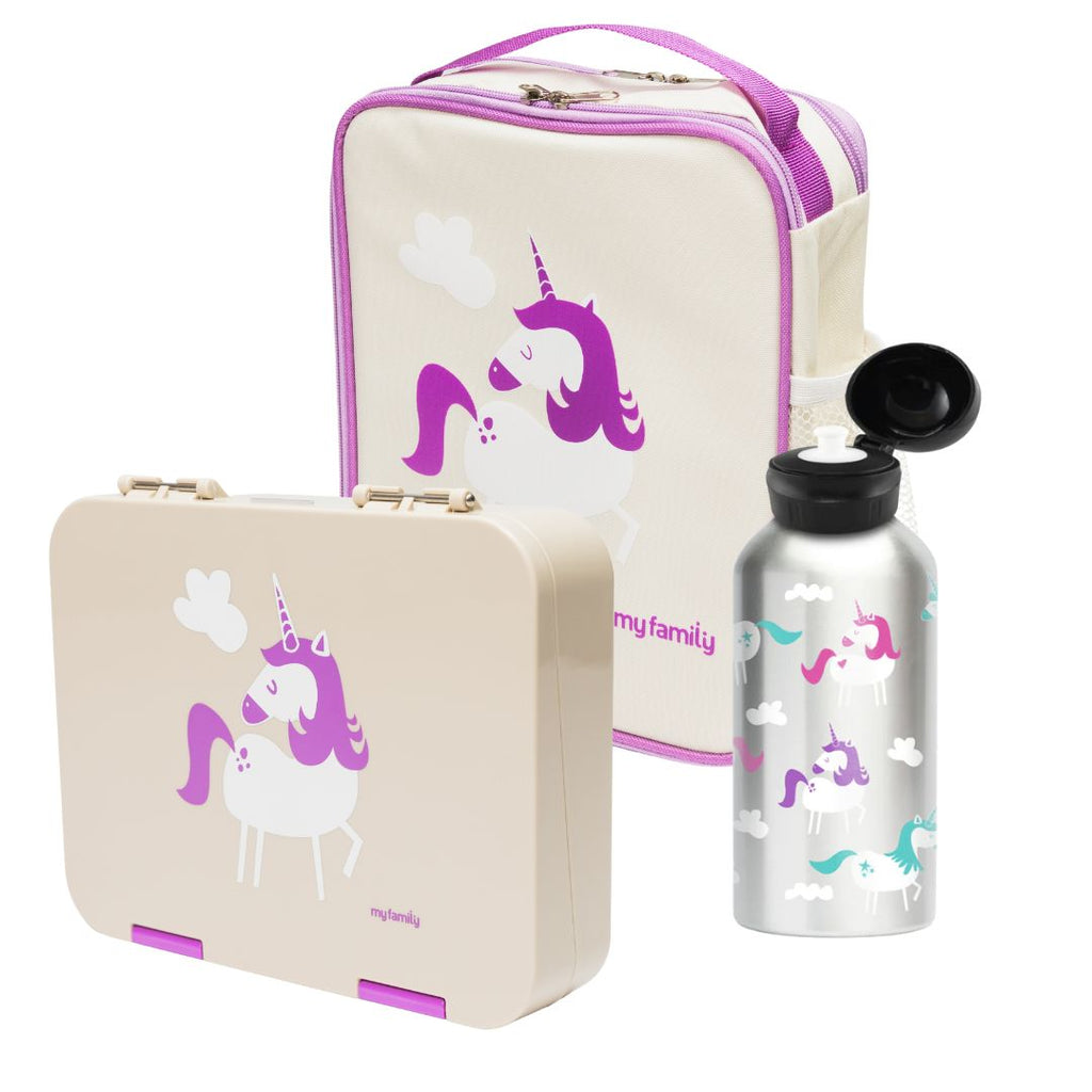 Unicorn Lunch Bundle – Matching Bento, Cooler & Drink Bottle